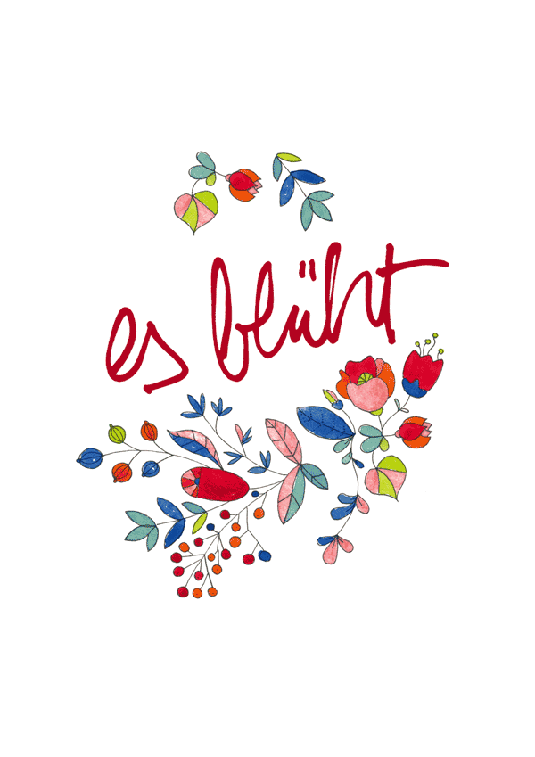 schriftzug handschrift kalligrafie lettering ES BLÜHT von natalie gaspar 